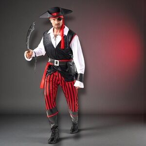 Spooktacular Creations Adult Men Pirate Costume‎ Set Halloween Sz Medium